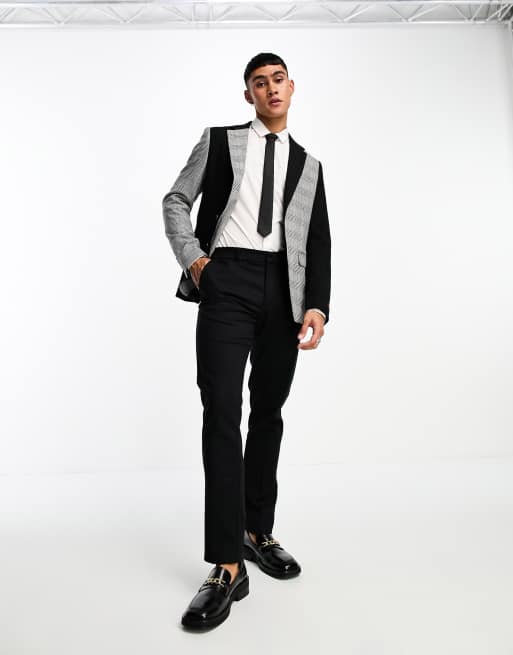 Devil's Advocate - Super skinny colbert met twee patronen in zwart