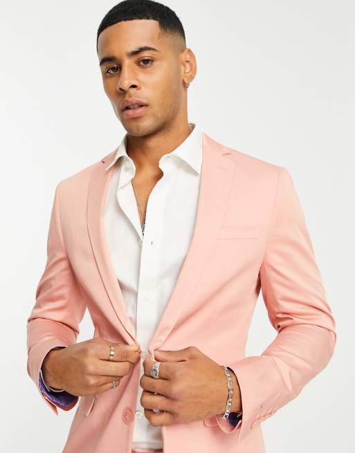 Devils Advocate super skinny suit jacket in peach | ASOS