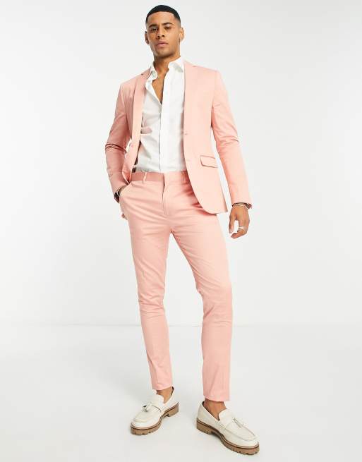 Devils Advocate super skinny suit jacket in peach ASOS