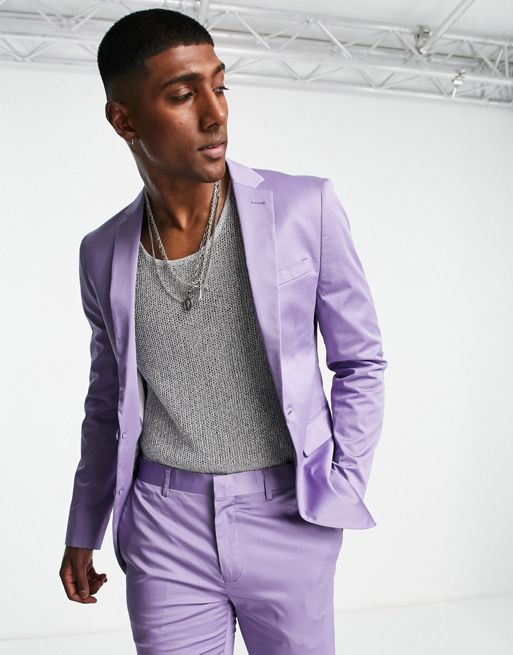 Devils Advocate super skinny suit jacket in purple | ASOS