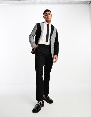 Devils Advocate Plus skinny two pattern suit pants in black