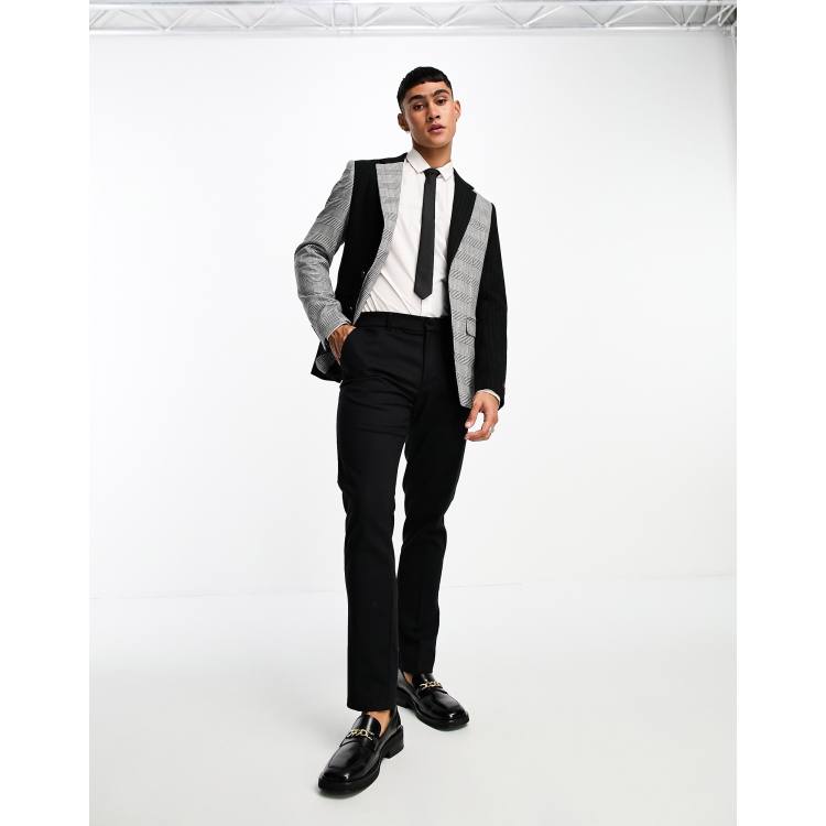 Devils Advocate super skinny two pattern suit jacket in black | ASOS