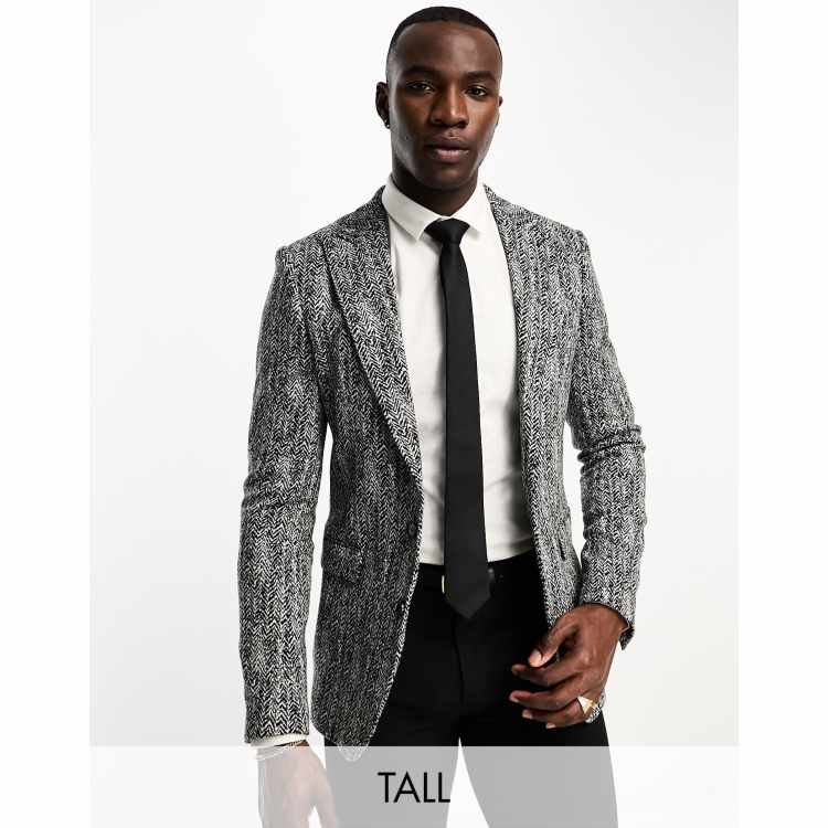 Mens black and on sale white herringbone jacket