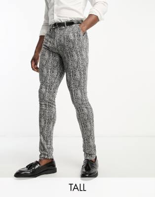 Devils Advocate Tall skinny suit pants in black herringbone