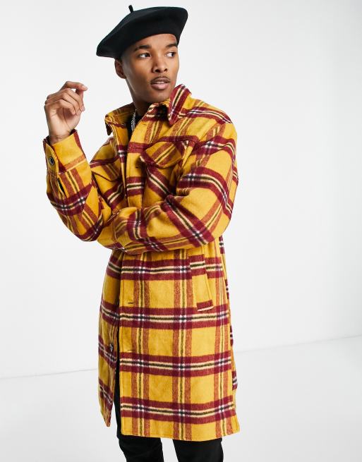 Devils Advocate utility pocket checked wool blend coat | ASOS