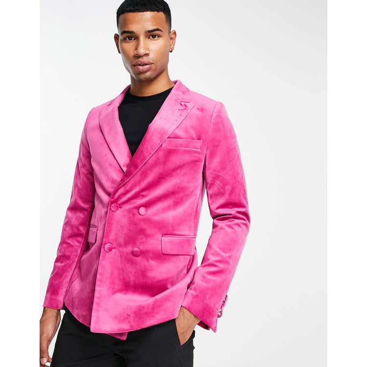 Mens pink deals velvet blazer