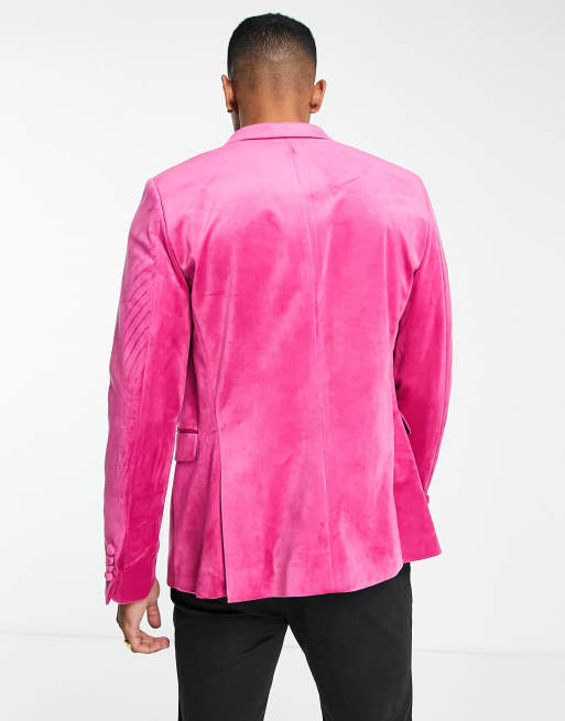 Devils Advocate velvet blazer in pink