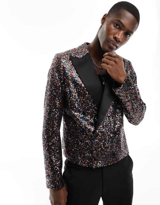Devils Advocate - Veste de costume slim courte à double boutonnage et à sequins - Multicolore