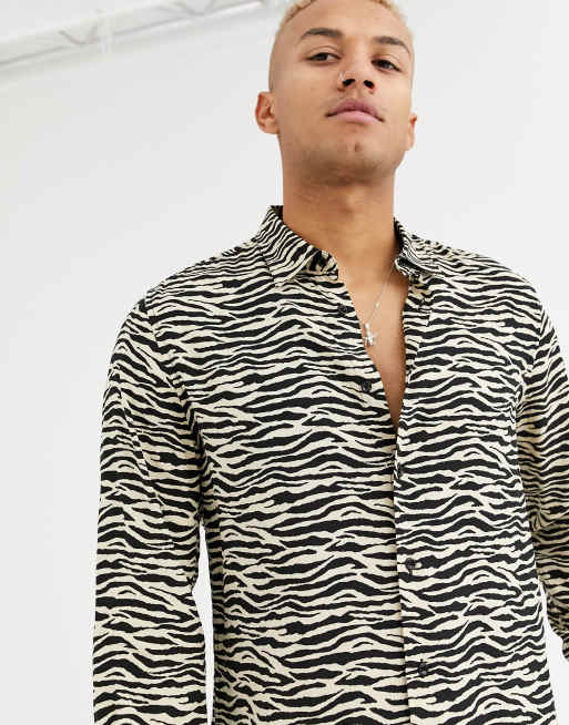 Devils Advocate - Viskoseskjorte med lange ærmer i zebraprint, 3 af 4