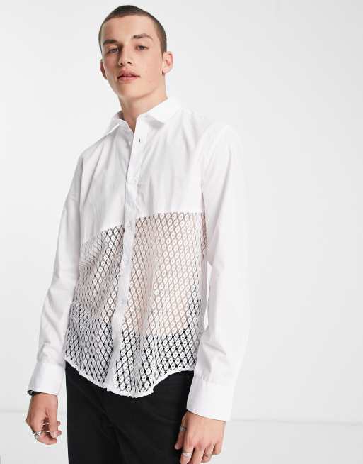 Devils Advocate – Vit skjorta i oversized med hålpaneler