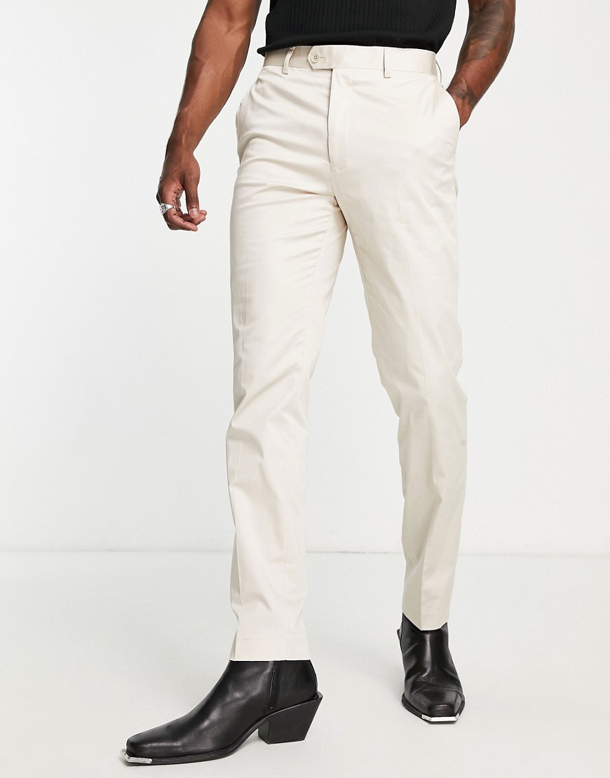Devils Advocate Wedding Slim Fit Suit Trousers In Cream-White
