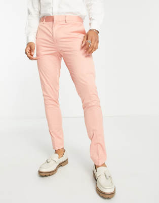 Devils Advocate wedding super skinny suit trousers in peach - ASOS Price Checker