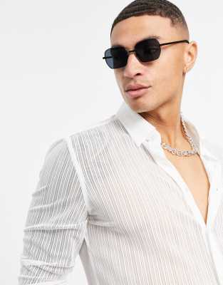 Devils Advocate Devils Advocate white mesh viscose shirt