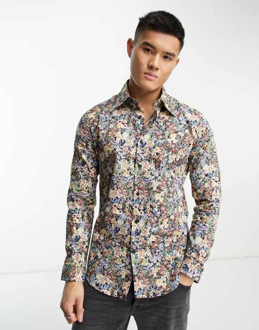 Mens floral 2025 shirts long sleeve