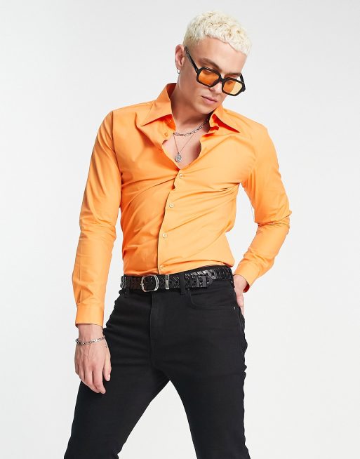 Devil's Advocate wide collar shirt in dusty orange