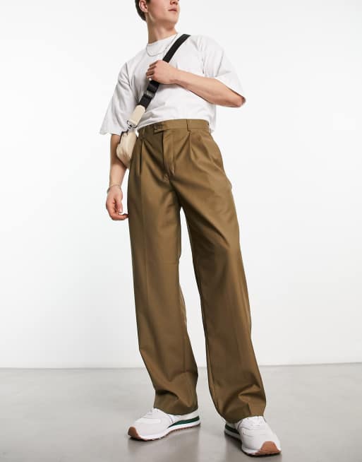 Devil's Advocate wide leg high waisted smart pants in brown