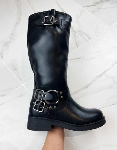 DIA Studios Chunky buckle boots in black  in black - view 1