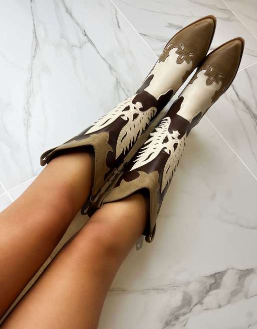 DIA STUDIOS Cowboy Boots in brown and cream