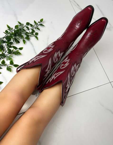 DIA STUDIOS Cowboy Boots in dark red burgundy - view 1