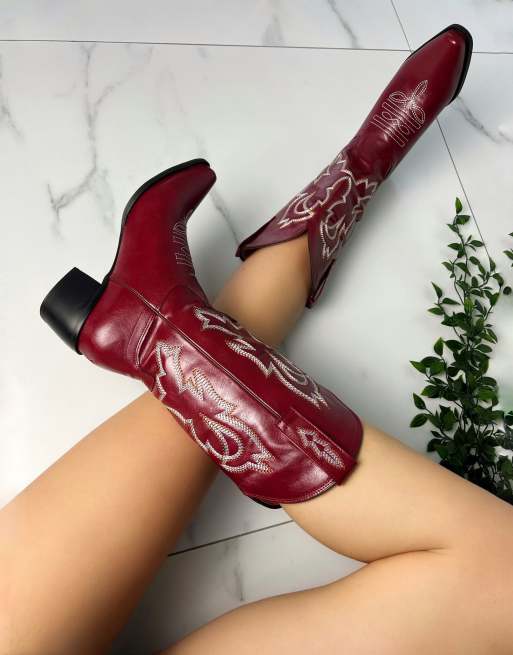 DIA STUDIOS Cowboy Boots in dark red burgundy