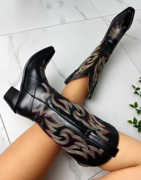 DIA STUDIOS Cowboy Western Ankle Boots in black - view 1