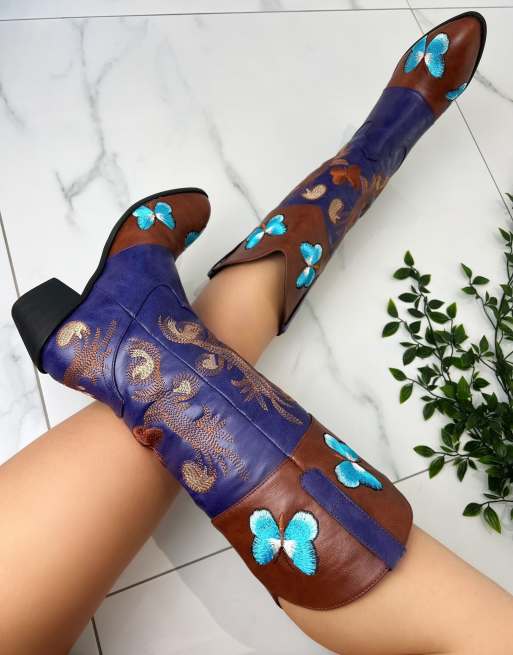 DIA Studios Cowboy western boots in brown blue