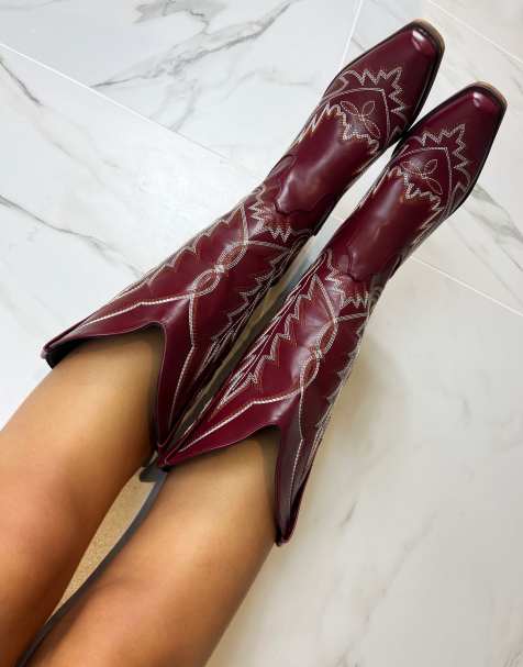 DIA Studios Cowboy western boots in burgundy - view 1