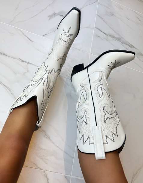 DIA STUDIOS Cowboy Western Boots in cream - view 1