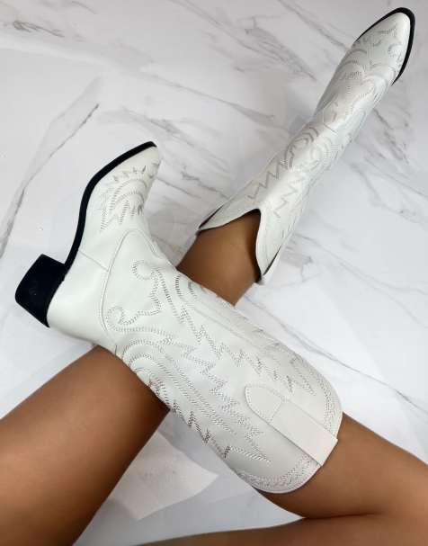 DIA Studios Cowboy western boots in cream - view 1