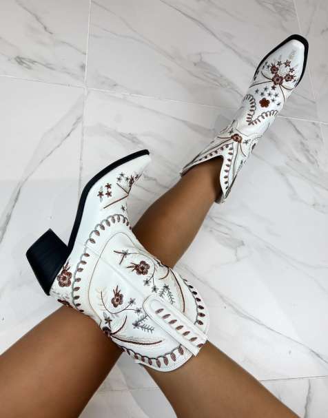 DIA Studios Cowboy western boots in cream - view 1