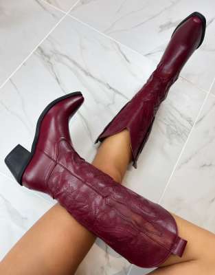 DIA STUDIOS Cowboy Western Boots in dark red