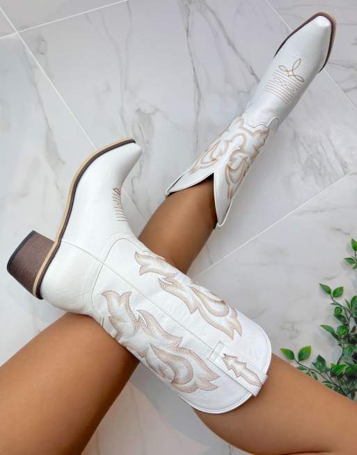 DIA Studios Cowboy western boots in white in white