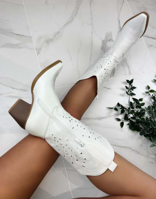 DIA Studios Cowboy western boots in white in white