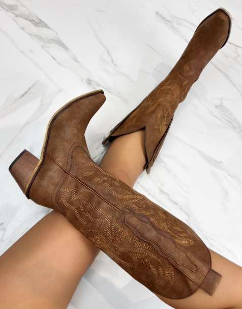 DIA Studios Cowboy western knee boots in brown - view 1