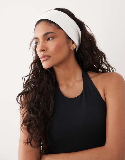 Diadema ancha blanca para yoga de tejido suave Icon de 4505, 2 de 3