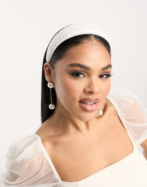 Diadema blanca con diseño de cuentas de My Accessories London, 3 de 4
