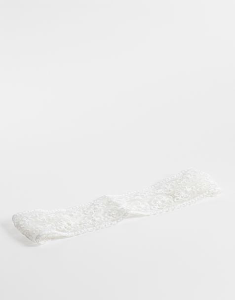 Diadema blanca de encaje de ASOS DESIGN - view 1