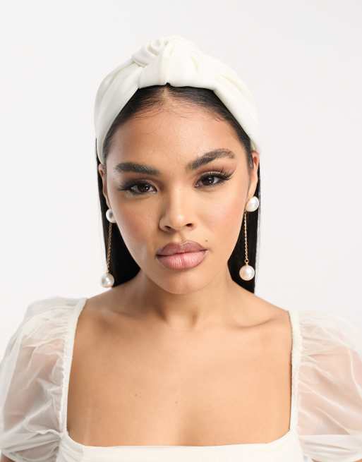 Diadema blanca de satén de My Accessories London