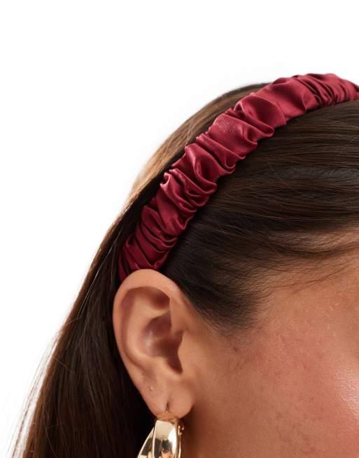 Diadema burdeos estrecha y fruncida de DesignB London  , 2 de 4