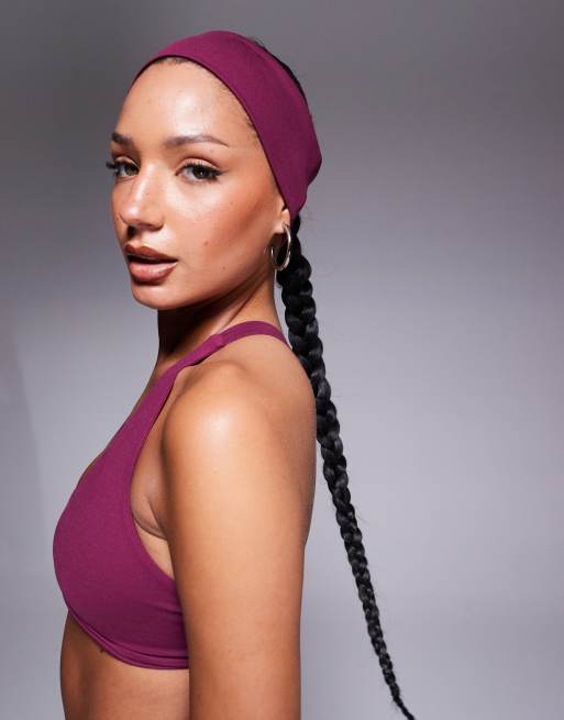 Diadema color baya ancha para yoga de tejido suave de 4505 