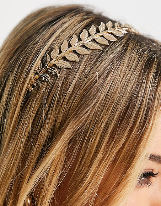 Mujer Accesorios para el pelo | Diadema dorada con diseño de hojas de ASOS DESIGN - ZK12045