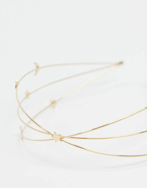 Diadema en tono dorado con diseño celestial de luna y estrella de ASOS DESIGN, 4 de 4