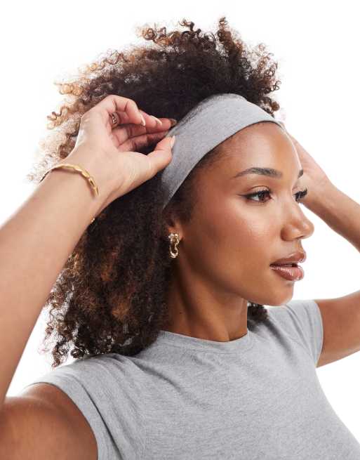 Diadema gris jaspeado ancha para yoga de tejido suave de 4505