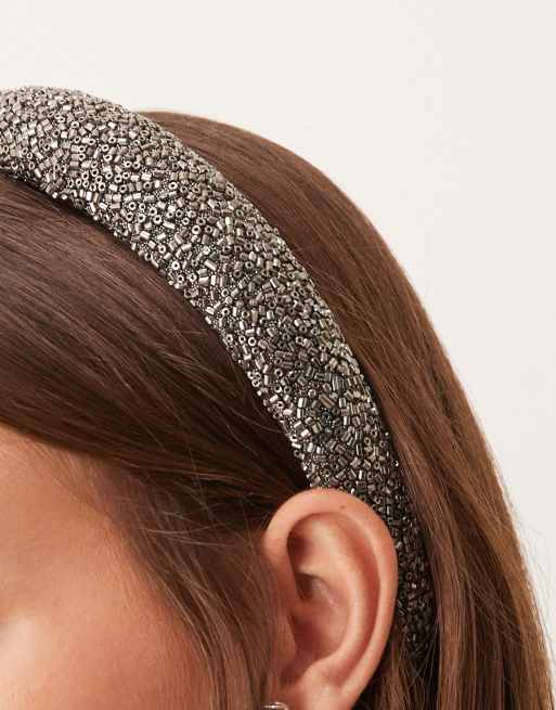 Diadema gris plomo plateado con diseño adornado de My Accessories, 2 de 4