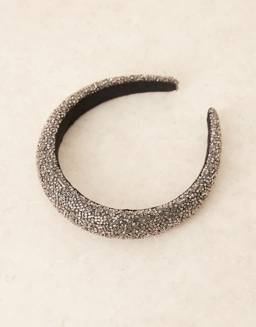 Diadema gris plomo plateado con diseño adornado de My Accessories, 4 de 4