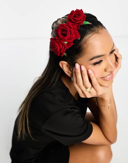 Diadema multicolor con diseño floral estilo calavera de alfeñique para Halloween de encaje de Pieces, 3 de 4