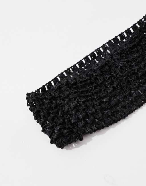 Diadema negra ancha de punto de croché de My Accessories London, 3 de 4