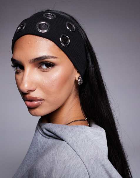 Diadema negra de punto liso con ojales exclusiva de Kaiia - view 1