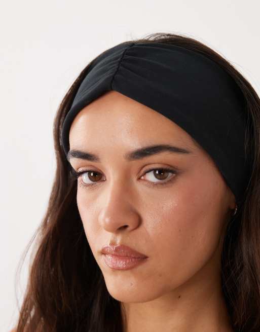 Diadema negra fruncida para yoga de tejido suave de 4505, 2 de 3