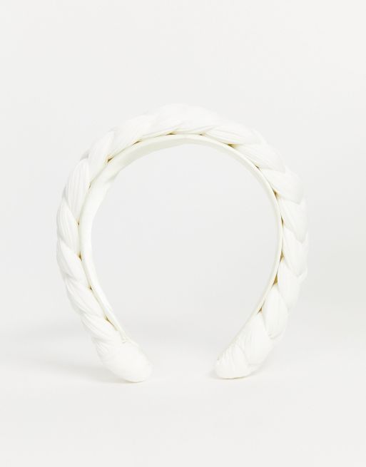 Diadema trenzada con pliegues en blanco de ASOS DESIGN, 2 de 4